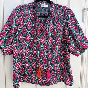 THML Pink and Green Geometric Blouse